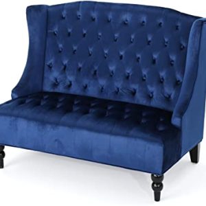 QC - Modern Navy Velvet Tufted Loveseat