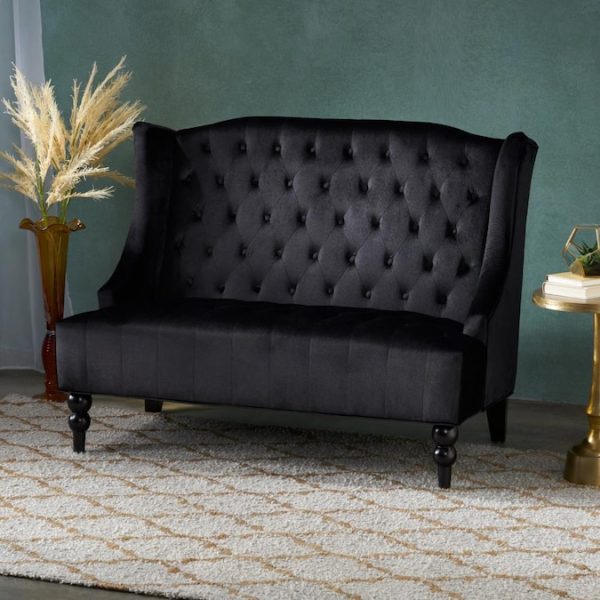 Black Victorian Velvet Loveseat 50″ x 38″ I Do Events