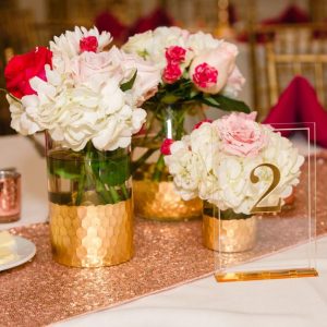 QC - TW - Clear Vase with Gold Hammered Bottom (Cylinder)