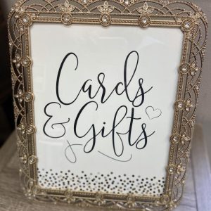 QC - Framed Gold Bling Scroll Card & Gift Sign