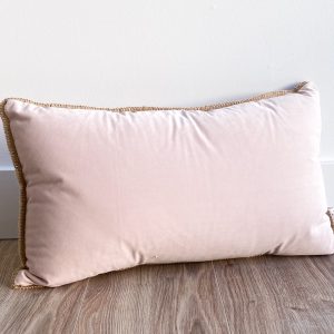 Blush Velvet Pillows w/ Twine Edging
