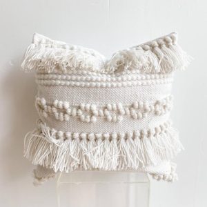 Ivory Fringe Boho Pillow