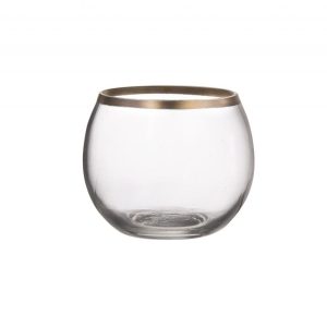 Clear Round Votives with Gold Trim