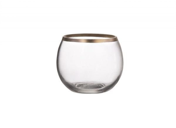 Clear Round Votives with Gold Trim