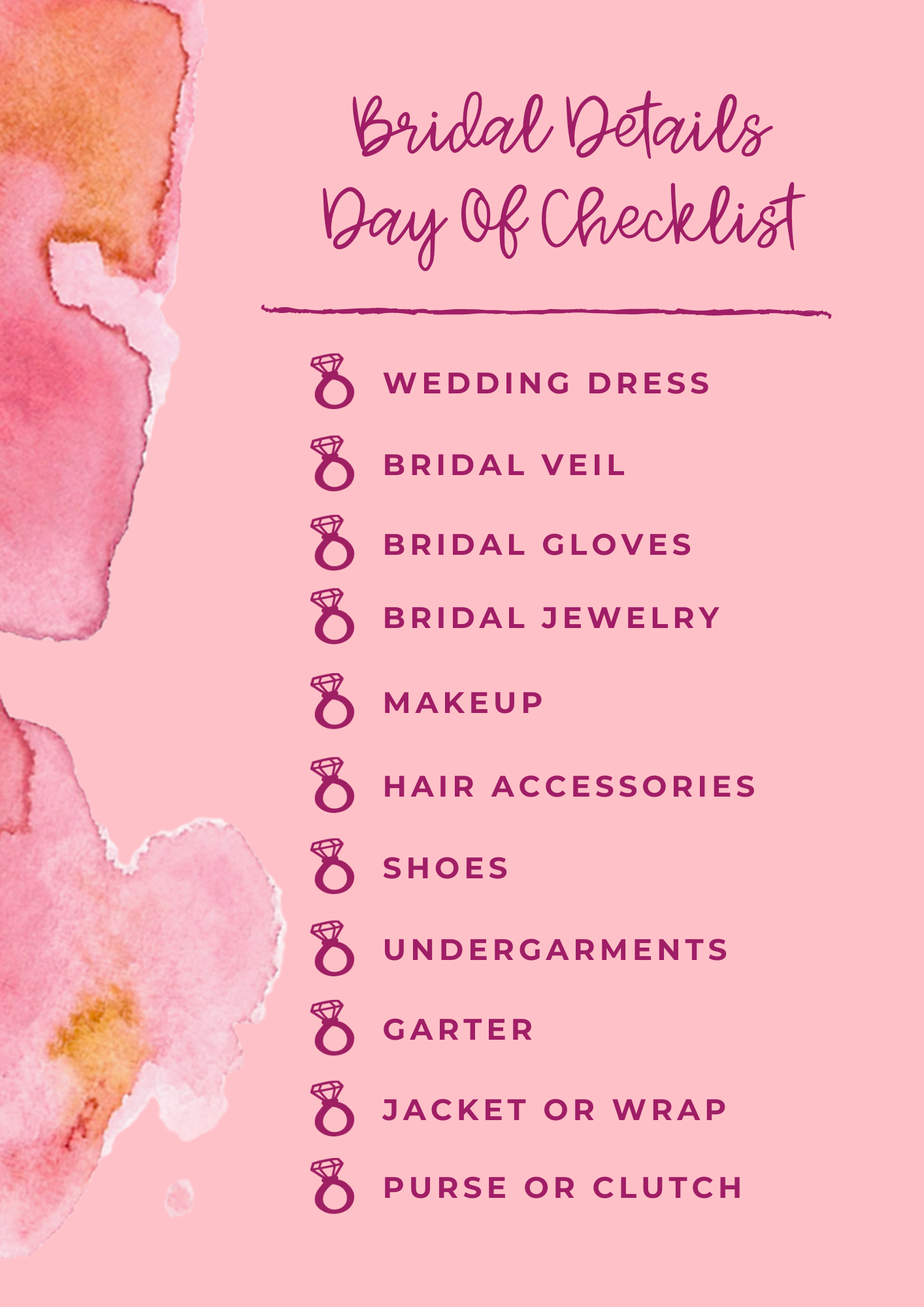 Bridal Details Wedding Day Checklist