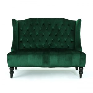 Modern Emerald Green Velvet Tufted Love Seat 50" x 38"
